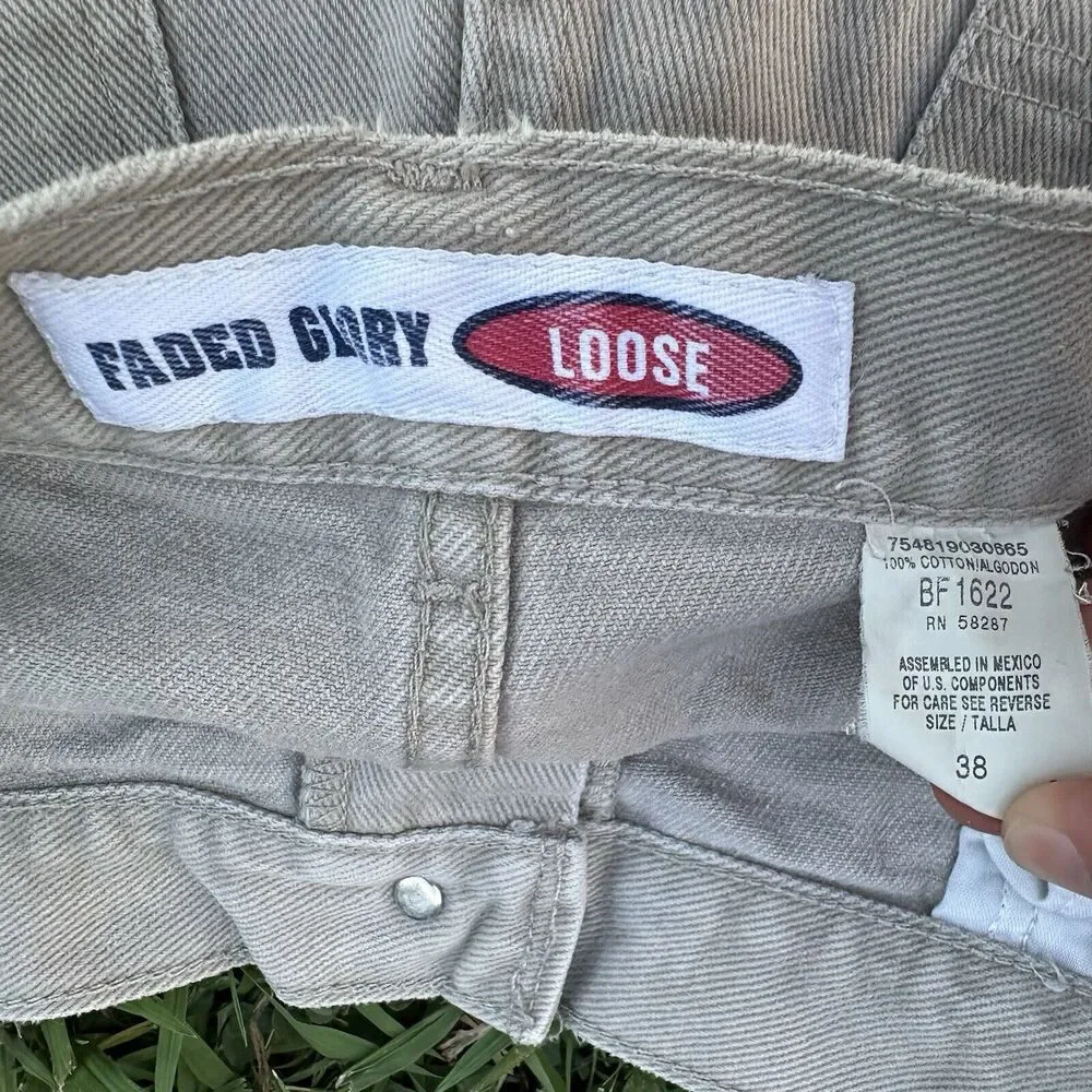 Vtg Y2K Faded Glory Jean Shorts Mens Size 38 Tan Loose‎ Fit Skater Denim